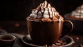 Dark chocolate mocha with whipped cream indulgence generated by AI