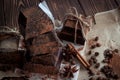 Dark chocolate on paper on wooden table with coffee bean, cocoa