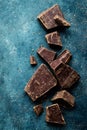 Dark chocolate pieces crushed Royalty Free Stock Photo