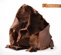 Dark chocolate pieces. 3d realistic vector icon Royalty Free Stock Photo