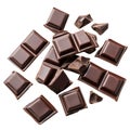 Dark chocolate pieces isolated on transparent background Royalty Free Stock Photo
