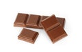 Dark chocolate pieces isolated on white background Royalty Free Stock Photo