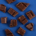 The chocolate has a glossy smooth texture with sections demarcated by grooves Royalty Free Stock Photo