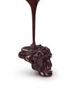 Dark chocolate pouring isolated