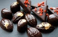 Dark chocolate pralines. Royalty Free Stock Photo