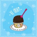 Dark chocolate scoop of ice cream in cup