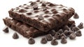 Dark chocolate squares with chips Royalty Free Stock Photo