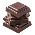 Dark chocolate squares isolated on transparent background Royalty Free Stock Photo