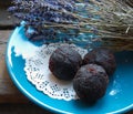 Dark chocolate truffles Royalty Free Stock Photo