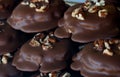 Dark chocolate walnut nut clusters macro