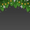 Dark Christmas background, Christmas tree with decorations, toys and gifts, white background under the text Royalty Free Stock Photo