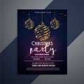 Dark christmas flyer with glittering xmas balls