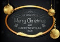Dark Christmas Greeting Card with Golden Decoration
