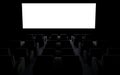 Dark Cinema Hall With White Empty Screen 3d Render