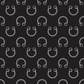 Dark circular barbells horseshoe vector seamless pattern