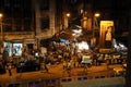 Dark city traffic blurred in motion at late evening on crowded streets in kolkata