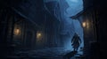 Dark City Wallpapers: Realistic Brushwork Depicting Lively Tavern Scenes And Occultist Draftsman