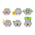 Dark cloud cartoon character with cute emoticon bring money Royalty Free Stock Photo