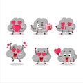 Dark cloud cartoon character with love cute emoticon Royalty Free Stock Photo