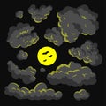 Dark cloud cartoon style illustration background