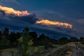 Dark cloud storm. Rain coming on the sky in the rural road view. Royalty Free Stock Photo