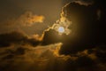 Dark clouds back-lit by rising sun Royalty Free Stock Photo
