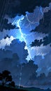 Dark clouds formtion storm lightning bold anime background. Royalty Free Stock Photo