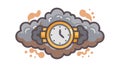 Dark Clouds with Gear Watch, Time and Foreboding Icon, vector design Generative AI Royalty Free Stock Photo
