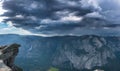 Dark Rain Clouds over Yosemite Valley from Glacier Point Royalty Free Stock Photo