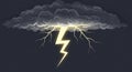 Dark clouds hover in a stormy sky with a jagged bolt of yellow lightning striking Royalty Free Stock Photo