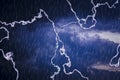 Dark clouds in ky, while rain and the lightning bolt. With copy space and for text input and weather forecast Royalty Free Stock Photo