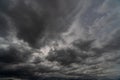 Storm is coming. Before heavy rain storm. On the sky is covered all over by the clouds. A lot of lightning and strong wind. The Royalty Free Stock Photo