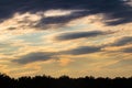 Dark clouds with orange border lit by sun