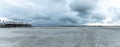 Dark clouds over the beach at St. Peter Ording Royalty Free Stock Photo