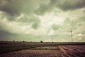 dark clouds over fields Royalty Free Stock Photo