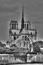 Dark clouds over Notre Dame cathedral, Paris Royalty Free Stock Photo