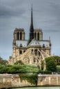 Dark clouds over Notre Dame cathedral, Paris Royalty Free Stock Photo