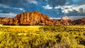 Dark clouds over the Red Sandstone Mountains viewed from the Kolob Terrace Road in Zion National Park, Utah Royalty Free Stock Photo