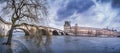 Dark clouds over Royal Bridge and Seine River Royalty Free Stock Photo