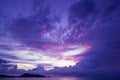 Dark clouds over sea at sunset Dramatic thunderstorm landscape with building clouds Natural rainy dark sky Amazing for nature Royalty Free Stock Photo