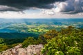 Dark clouds over the Shenandoah Valley, in Shenandoah National Park, Virginia. Royalty Free Stock Photo