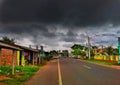 Dark clouds in rain season above the road in the sky Royalty Free Stock Photo