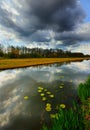 Dark clouds reflected in the canal Royalty Free Stock Photo