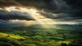 dark clouds sky light burst In Royalty Free Stock Photo