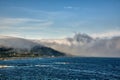 Dark clouds. Storm clouds. Wave of clouds that advances to the coast. One half of the sky cloud covers Royalty Free Stock Photo