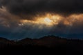 Dark clouds and sun rays Royalty Free Stock Photo