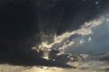 Dark clouds, thunderclouds and bursting sun Royalty Free Stock Photo