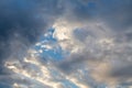 dark clouds with white puffy ones and partly blue sky Royalty Free Stock Photo