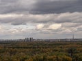 Kyiv sityscape over the autumnal park