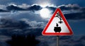 Full Moon in the Night Sky and Witch Road Sign Royalty Free Stock Photo